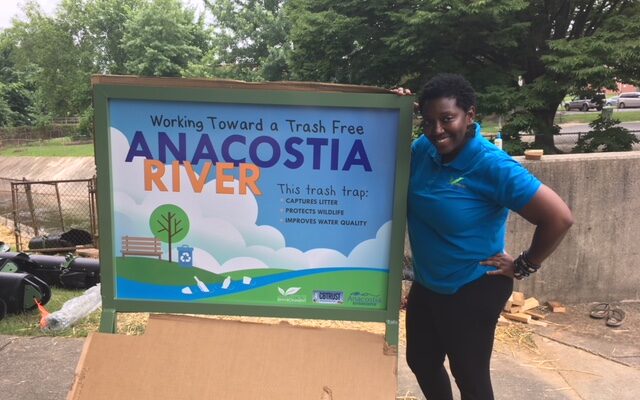 Anacostia Riverkeeper begins installation of the Bandalong Litter Trap located in the Arundel Canal in Mount Rainier.